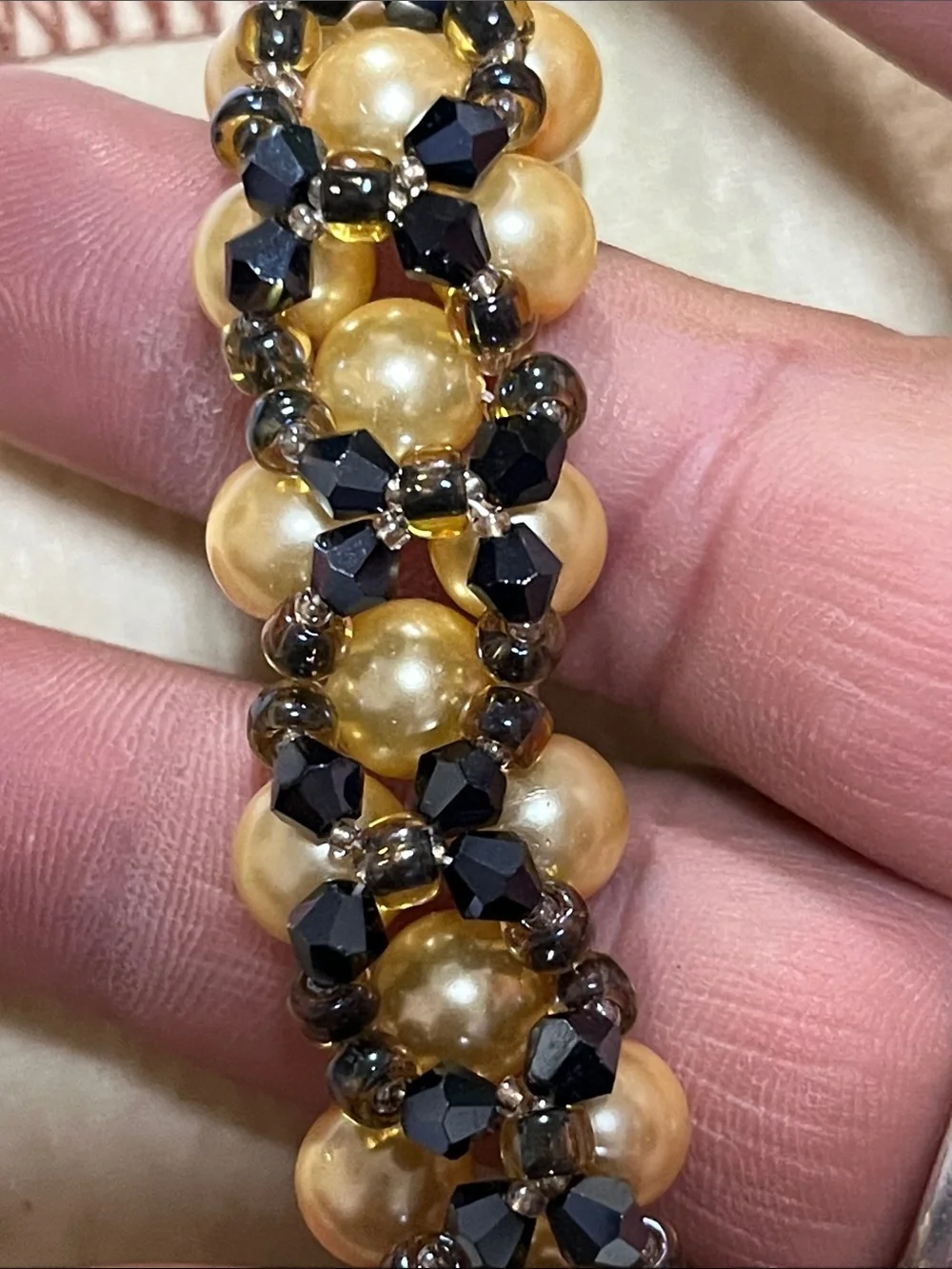 Glass pearls finish catching